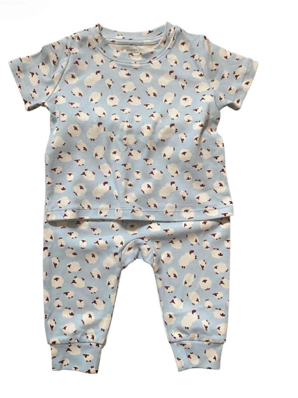 Amazon Essentials Light Blue & White  pJS Little Sheep Design NWOT Size 12 mths